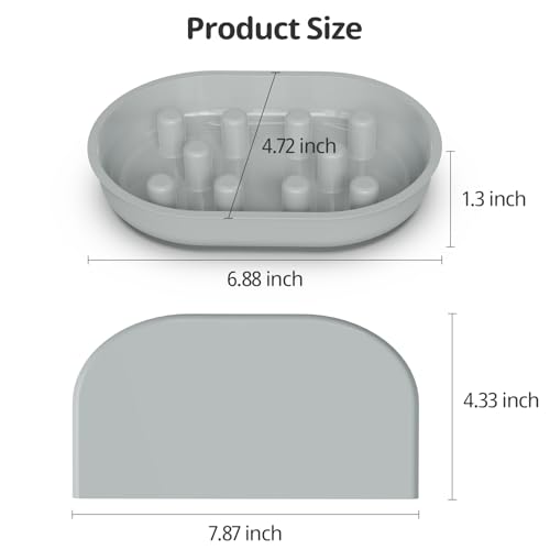Baofum Pet Feeder in 2+1 Pack, Gray Bowls