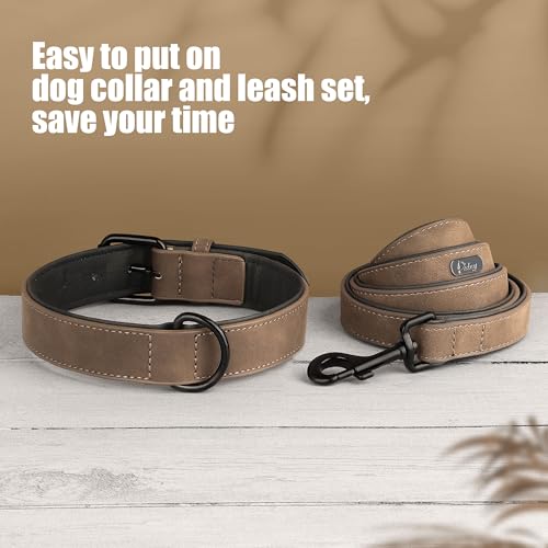 Didog Animal Collar in M: Fit Neck 11-14"(10-20 lbs), Brown Set