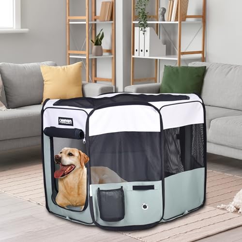 JESPET Pet Playpen in 36x36x24 Inch (Pack of 1), Shale Green