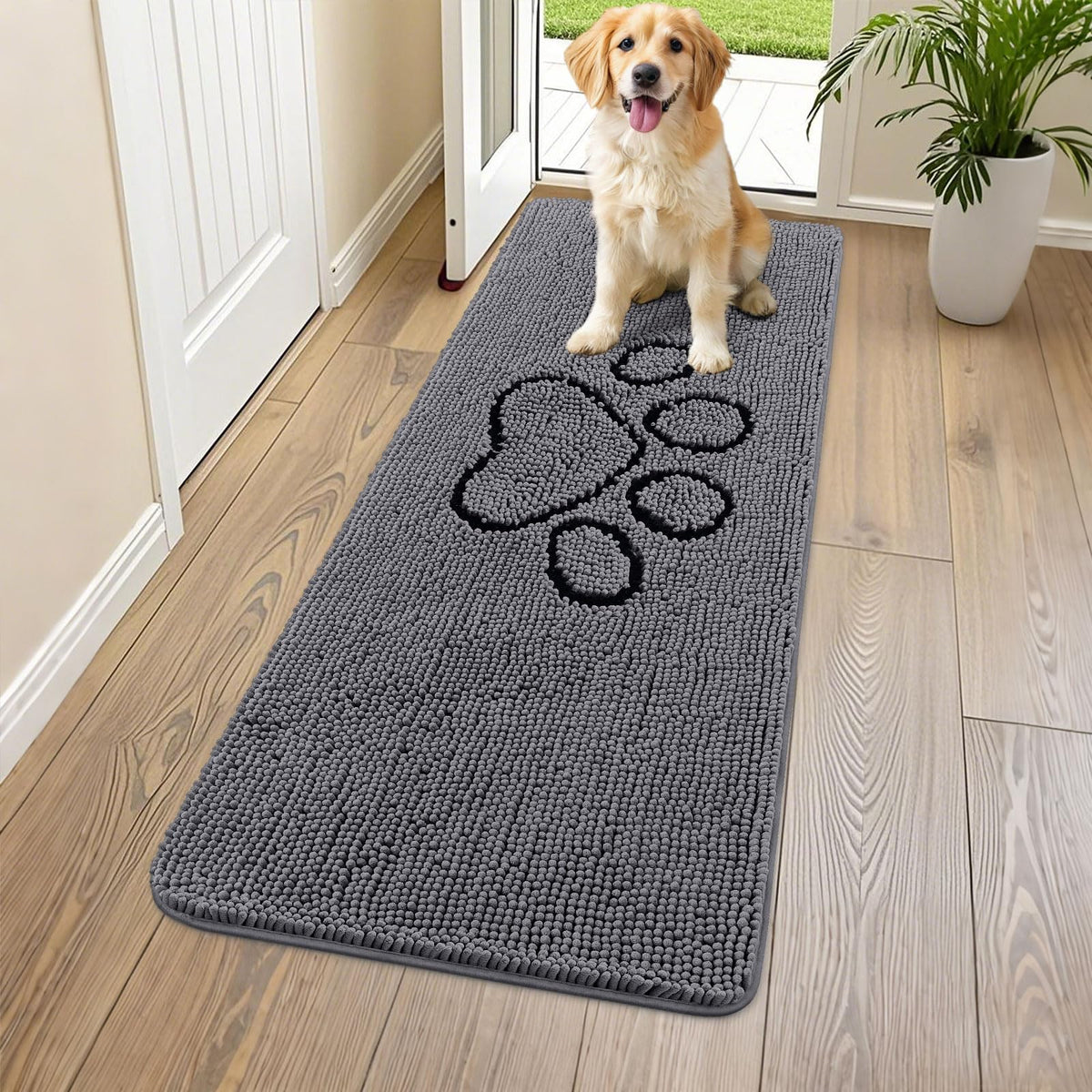 Smiry Rug in 59"X24", Dark Grey and Black