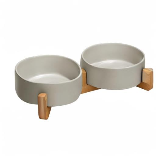 SPUNKYJUNKY Pet Feeder in 1.7 cups, Grey × 2
