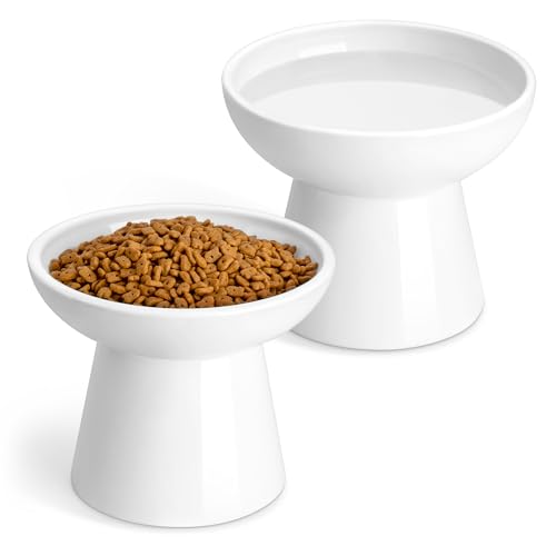 vancasso Pet Feeder in 2 Pack-Food & Water Bowls, White