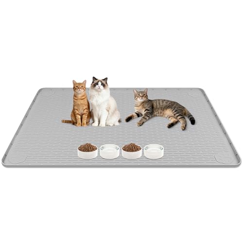 Lanstics Pet Placemat in 50"L x 35"W, Light Grey
