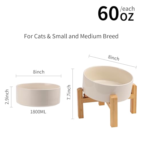 DJJJOOYS Pet Feeder in Slanted Medium & Large Dog Bowl, Beige