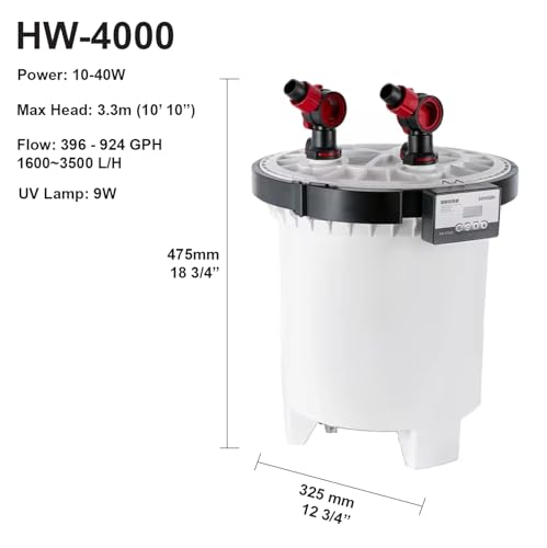 H2Pro Aquarium Pond Water Treatment in HW-4000W up to 150 gallon aquarium, HW-4000W
