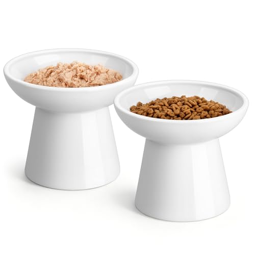 vancasso Pet Feeder in 2 Pack-Food Bowls, White