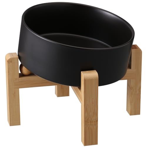DJJJOOYS Pet Feeder in Slanted Small Dog Bowl, Black