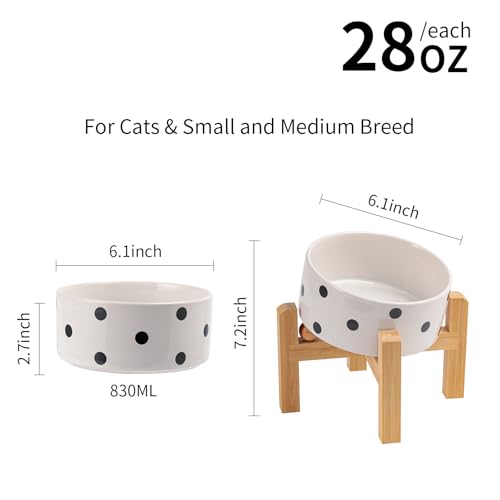DJJJOOYS Pet Feeder in Slanted Small Dog Bowl, Black Dot