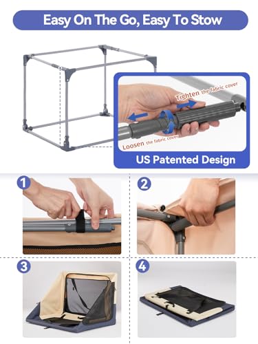 A 4 Pet Animal Cage in 30.0"L x 20.0"W x 19.0"H, Blue+Beige
