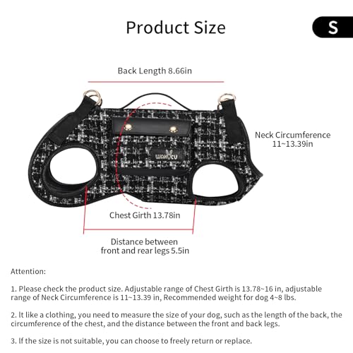 wakytu Animal Harness in Small(4-8 LBS), 2.0 Black