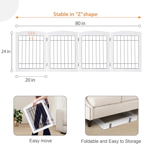 LZRS Temporary Gate in 24"Height-4 Panel, White