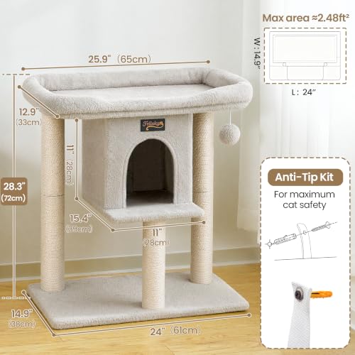 Feliskyn Pet Activity Structure in 28 Inches, Light Grey