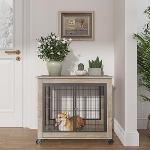 NicBex Animal Cage in 31.5"L x 21.0"W x 24.8"H, Grey