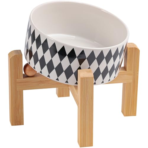 DJJJOOYS Pet Feeder in Slanted Small Dog Bowl, Black Chestnut