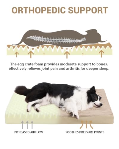 KSIIA Pet Bed Mat in 35.0"L x 22.0"W x 3.0"Th, Khaki