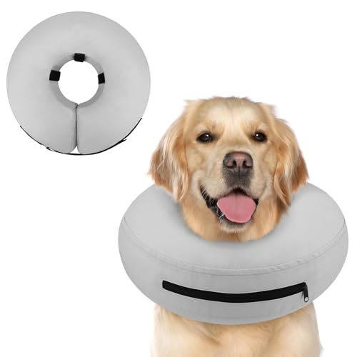 Supet Animal Recovery Collar Cone in L(Neck 12"-16"), Solid Grey