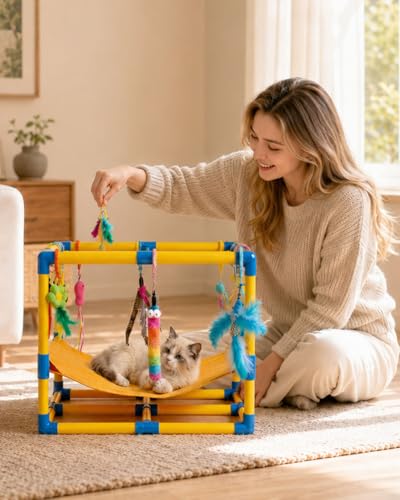 Grevigily Pet Toy in 23.6x15.7x15.7inch, Yellow + Blue