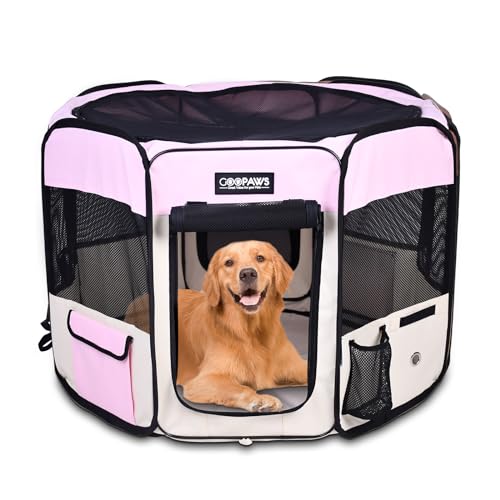 JESPET Pet Playpen in 61x61x30 Inch (Pack of 1), Pink