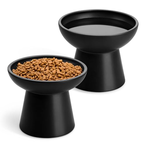 vancasso Pet Feeder in 2 Pack-Food & Water Bowls, Black