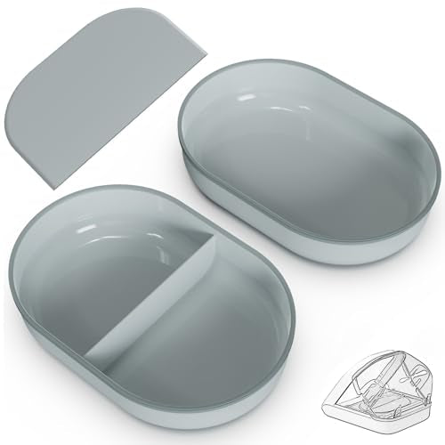 Baofum Pet Feeder in 2+1 Pack, Grey Bowls