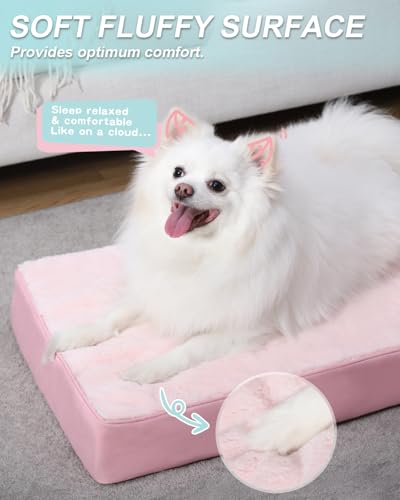 KSIIA Pet Bed Mat in 23.0"L x 17.0"W x 3.0"Th, Pink