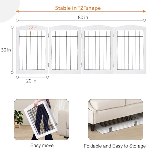 LZRS Temporary Gate in 30"Height-4 Panel, White