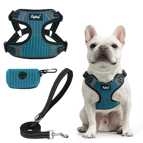 PUPTECK Animal Harness in M (17-25lbs, Chest 17"-21"), #1 Blue(Breathable Mesh)