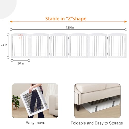 LZRS Temporary Gate in 24"Height-6 Panel, White
