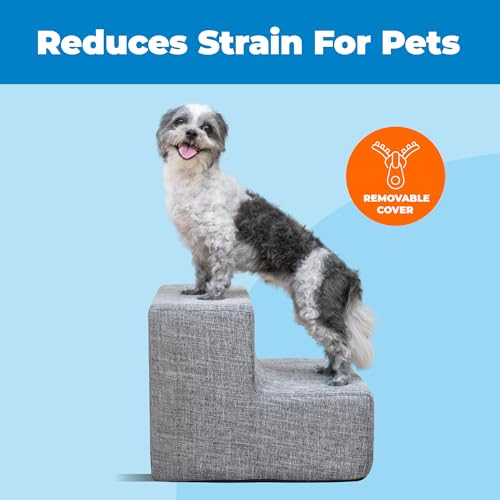 Best Pet Supplies Animal Stair in H: 12 Inches, Ash Gray Linen