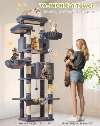 Taoqimiao Pet Activity Structure in 76 inch, Smoky Gray