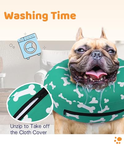 Supet Animal Recovery Collar Cone in S(Neck 7"-9.5"), T Bone Green