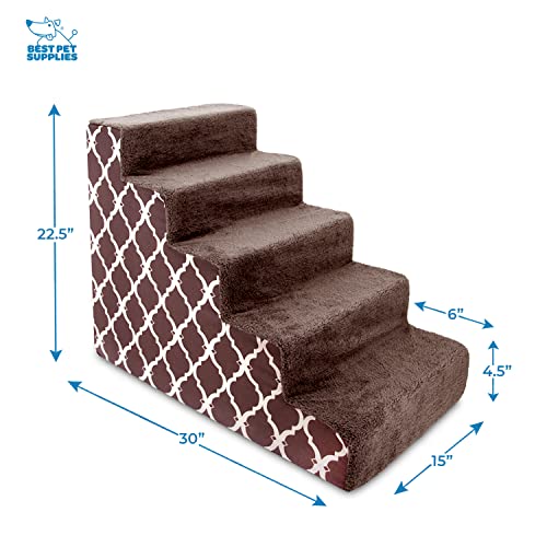 Best Pet Supplies Animal Stair in H: 22.5 Inches, Brown Lattice Print