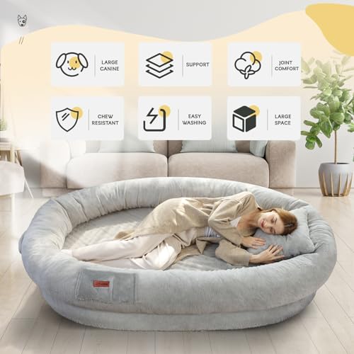 Fvkind Pet Bed Mat in 70"L×33"W×12"Th, Grey