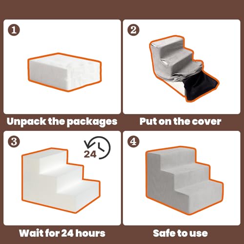 MEWANG Animal Stair in 3 steps: 17.95''L×14.96''W×13.70''H, Square Corner