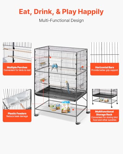 VEVOR Animal Cage in 36.6"L x 22.8"W x 59.5"H, Black