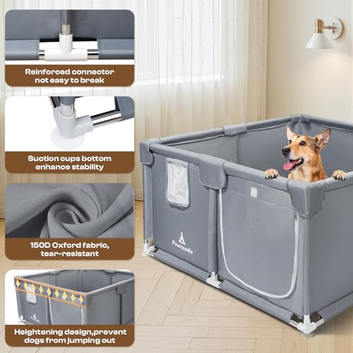 Pawtenda Pet Playpen in gray