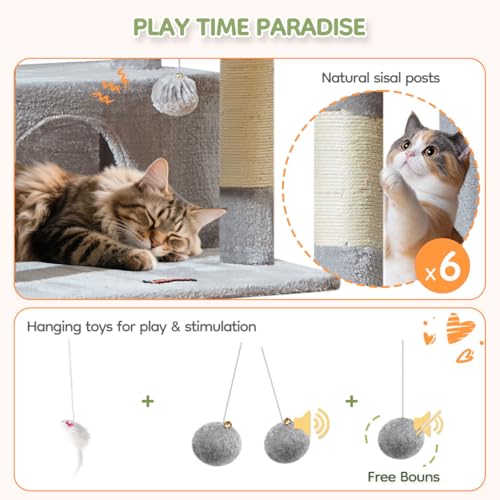 Taoqimiao Pet Activity Structure in 79 inch, Light Gray