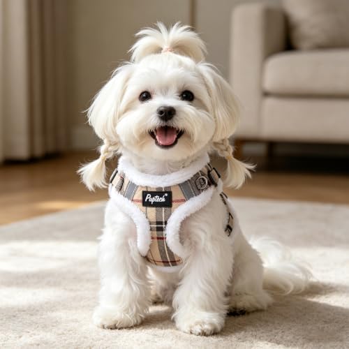 PUPTECK Animal Harness in XS (9-13lbs, Chest 14"-16"), #3 Beige(Plush Plaid)