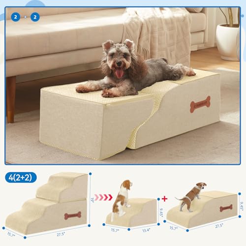 Nordjager Animal Stair in 27.5"D x 15.7"W x 19"H, Beige