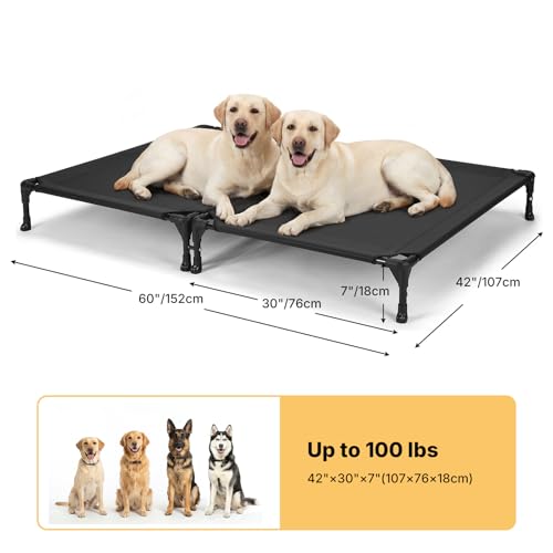 Veehoo Pet Bed Mat in 42.0"L x 30.0"W x 7.0"Th, 2 Connected Beds-Black
