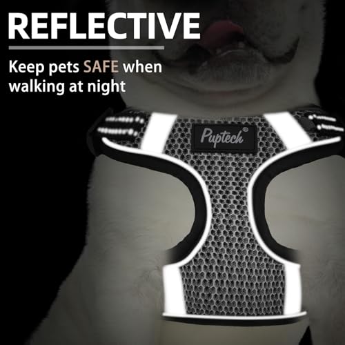 PUPTECK Animal Harness in L (25-33lbs, Chest 20"-25"), #1 Grey(Breathable Mesh)
