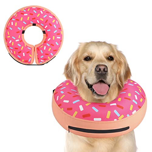 Supet Animal Recovery Collar Cone in L(Neck 12"-16"), Donut Pink