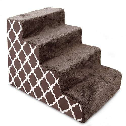 Best Pet Supplies Animal Stair in H: 18 Inches, Brown Lattice Print