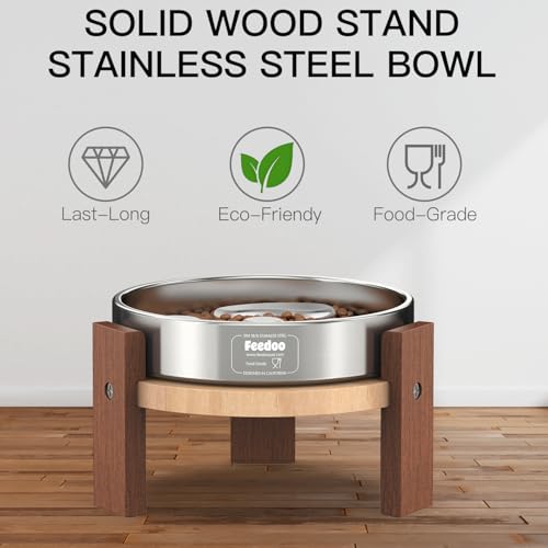 Feedoo Pet Feeder in 4'' Height Stand, 4" Height 1Cup Slow Feeder