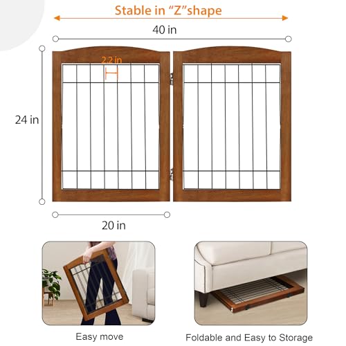 LZRS Temporary Gate in 24"Height-2 Panel, Oak Cherry