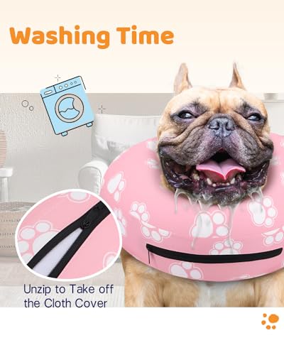 Supet Animal Recovery Collar Cone in S(Neck 7"-9.5"), T Paw Pink