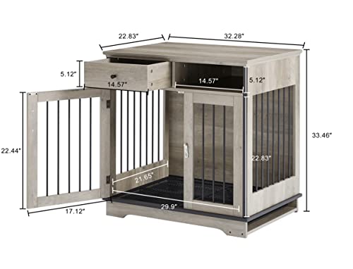 NicBex Animal Cage in 32.3"L x 22.8"W x 33.5"H, Grey