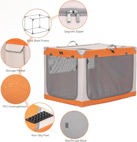 A 4 Pet Animal Cage in 30.0"L x 20.0"W x 19.0"H, Orange+Beige