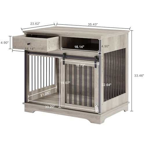NicBex Animal Cage in 35.4"L x 23.6"W x 33.5"H, Grey