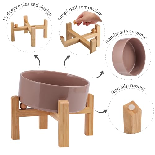 DJJJOOYS Pet Feeder in Slanted Small Dog Bowl, Khaki